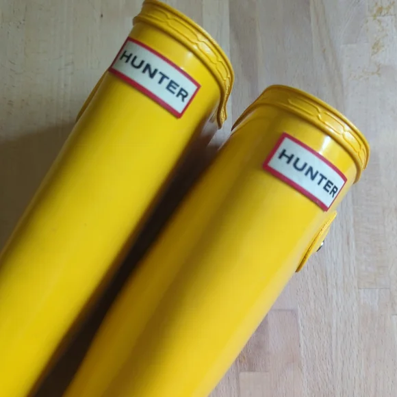 Hunter Original Kids Gloss Classic Yellow Rain Boots Big Kid 4 Youth - Picture 6 of 11